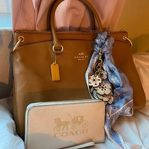 Coach Handbag, Wallet/Wristlet, Keychain and Scarf Set